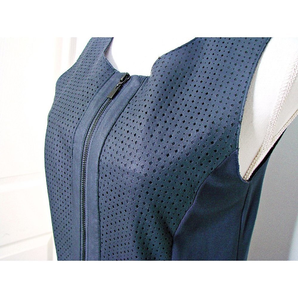 My Tribe Perforated Leather Zip Up Dress Ink Black